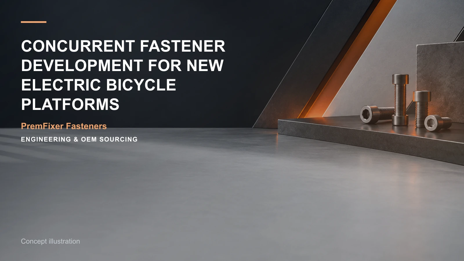 Concept illustration for Concurrent Fastener Development for New Electric Bicycle Platforms.
