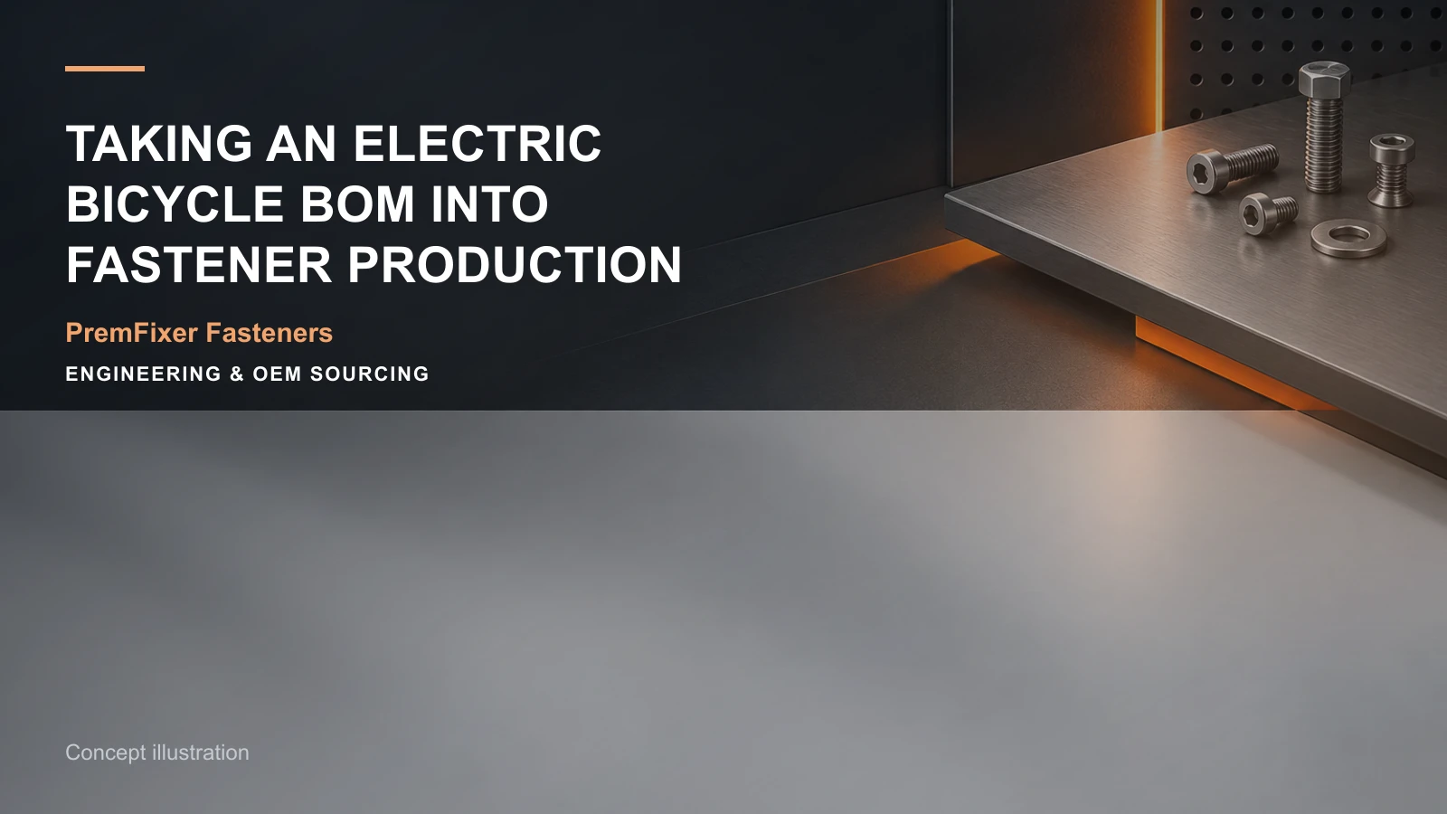 Concept illustration for Taking an Electric Bicycle BOM into Fastener Production.