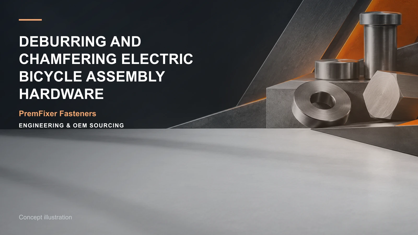 Concept illustration for Deburring and Chamfering Electric Bicycle Assembly Hardware.