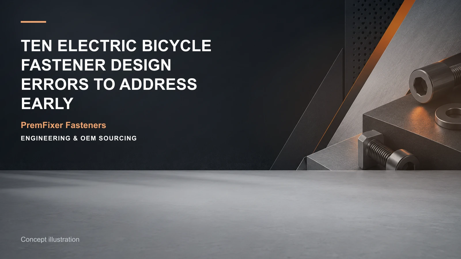 Concept illustration for Ten Electric Bicycle Fastener Design Errors to Address Early.