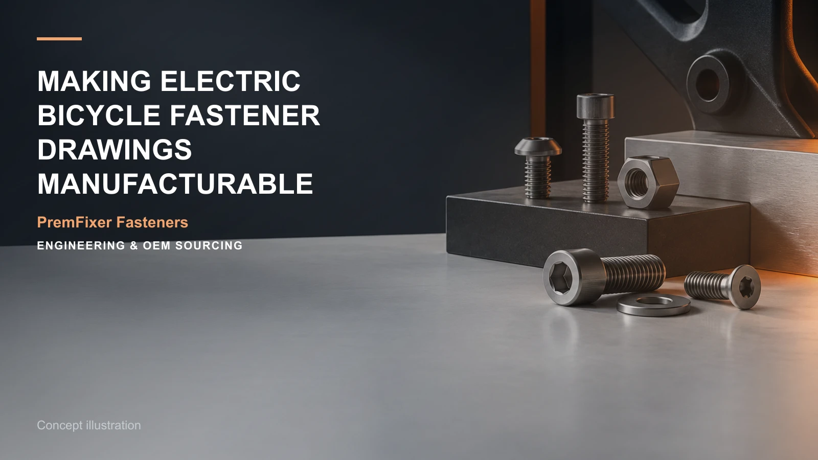 Concept illustration for Making Electric Bicycle Fastener Drawings Manufacturable.