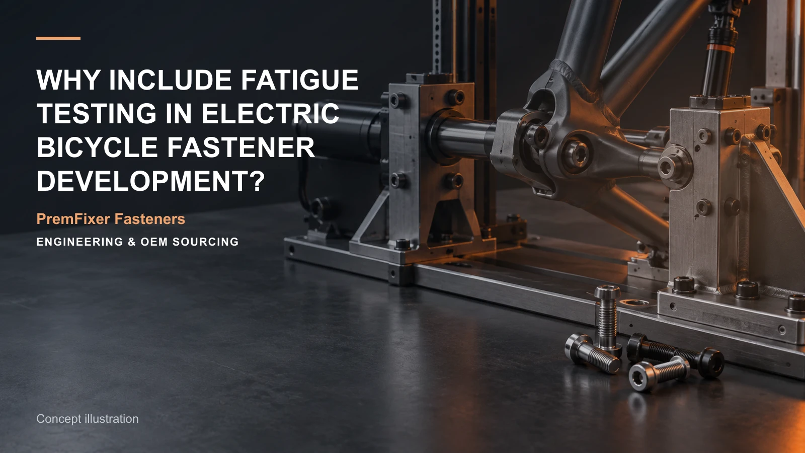 Concept illustration for Why Include Fatigue Testing in Electric Bicycle Fastener Development?.