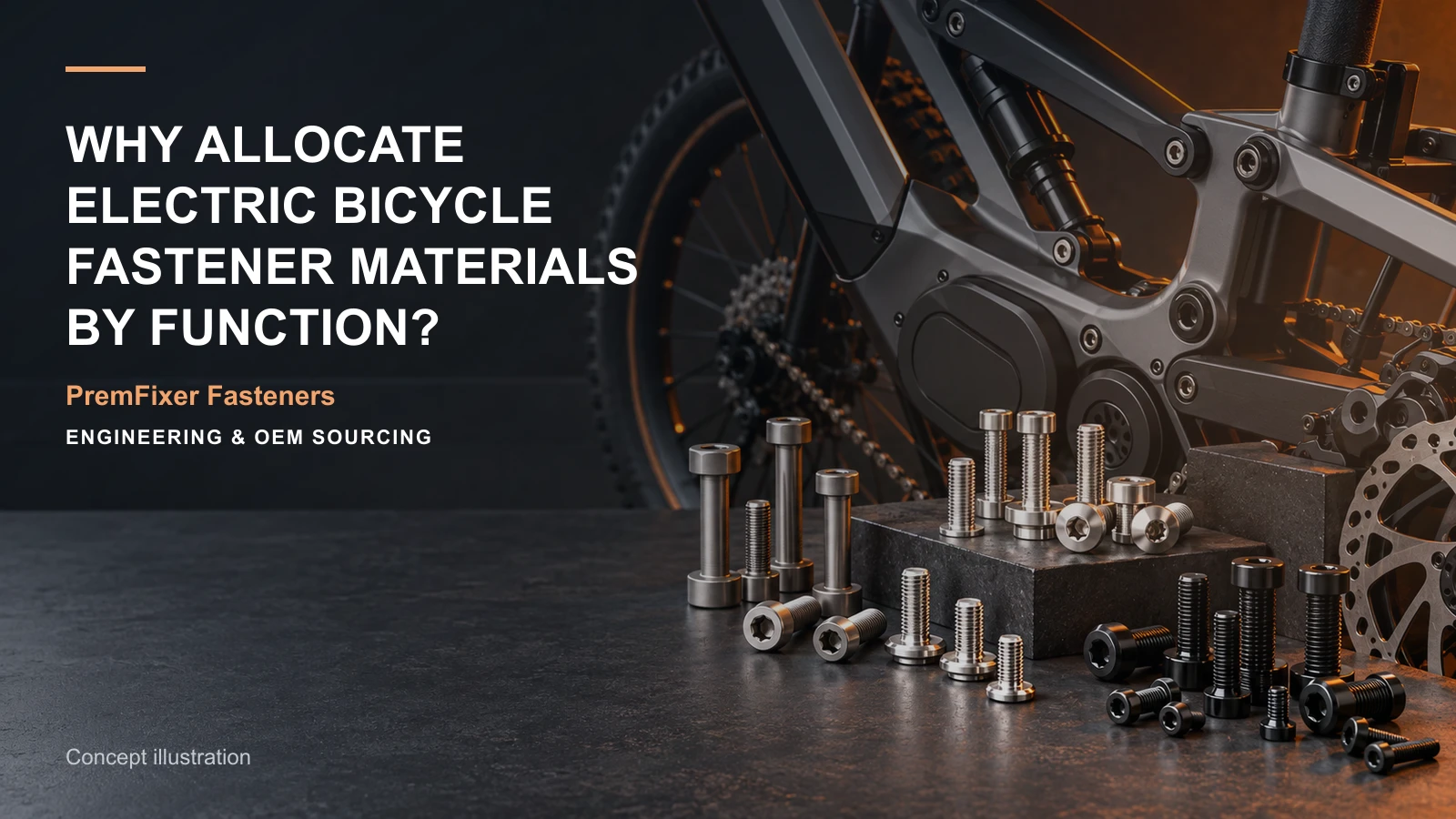 Concept illustration for Why Allocate Electric Bicycle Fastener Materials by Function?.