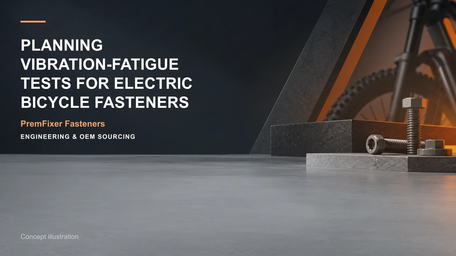 Concept illustration for Planning Vibration-Fatigue Tests for Electric Bicycle Fasteners.