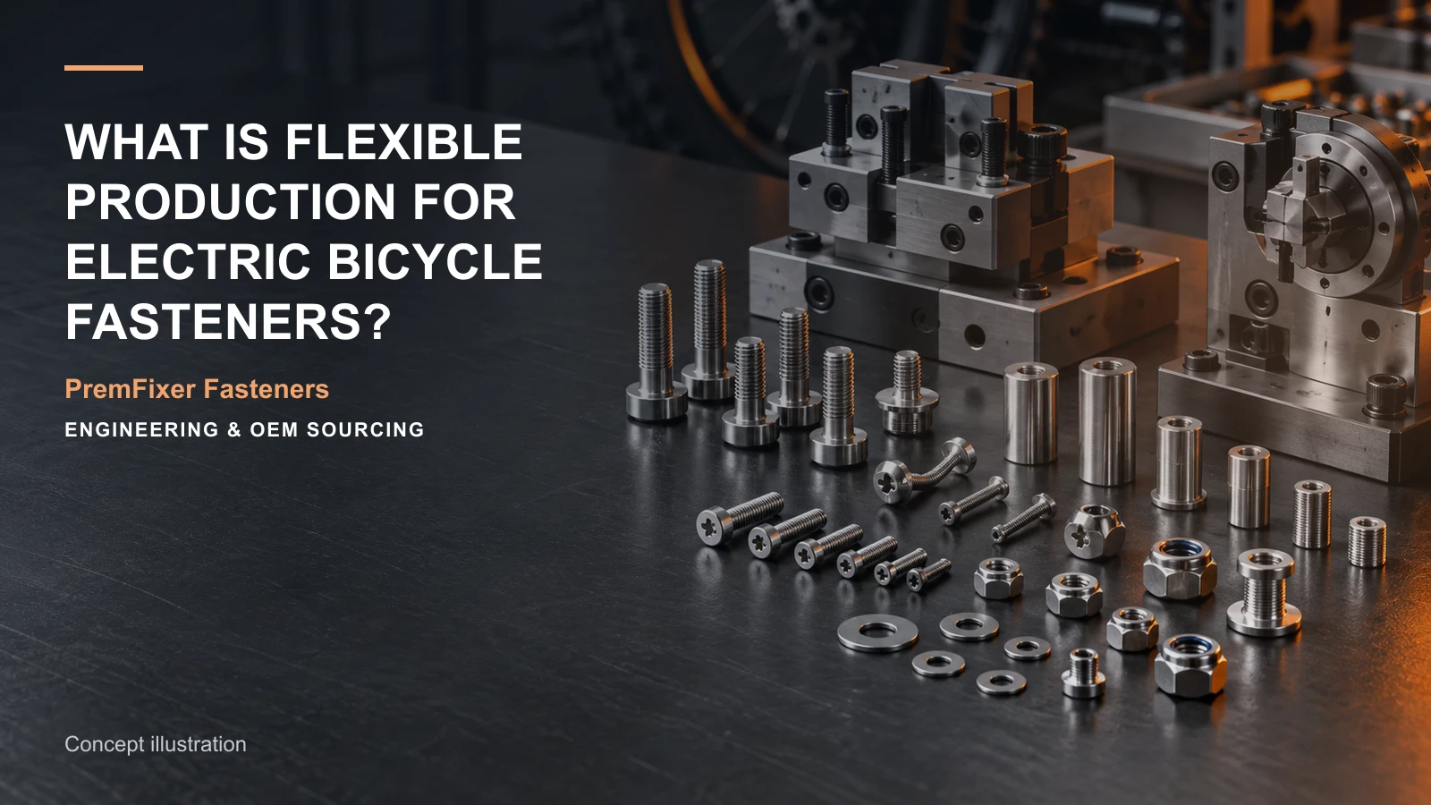 Concept illustration for What Is Flexible Production for Electric Bicycle Fasteners?.