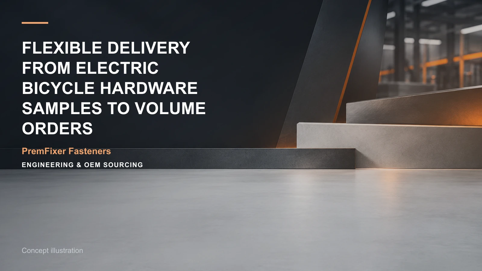 Concept illustration for Flexible Delivery from Electric Bicycle Hardware Samples to Volume Orders.