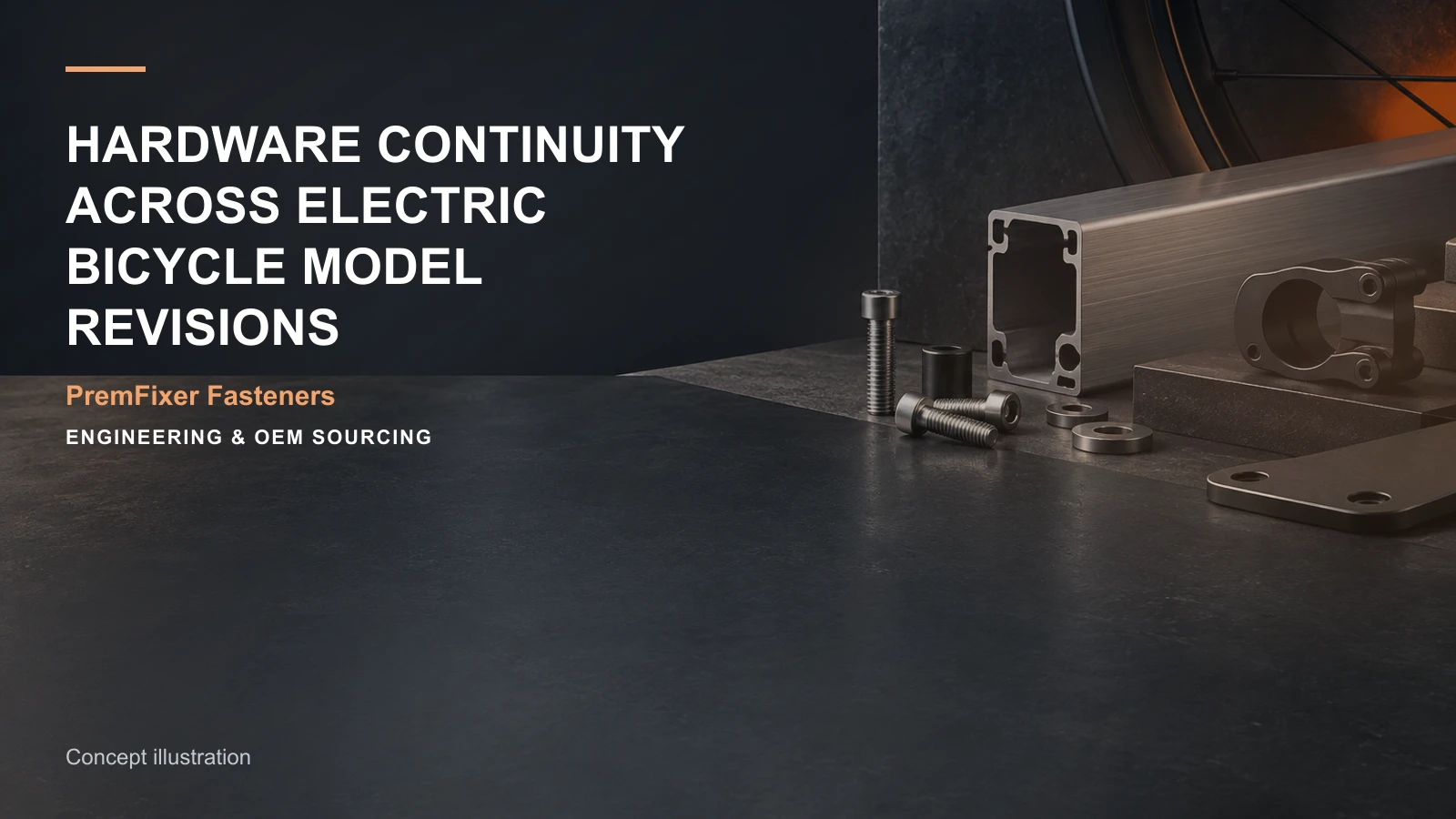 Concept illustration for Hardware Continuity Across Electric Bicycle Model Revisions.