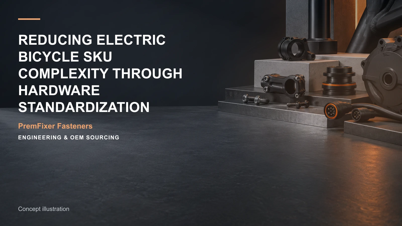 Concept illustration for Reducing Electric Bicycle SKU Complexity Through Hardware Standardization.