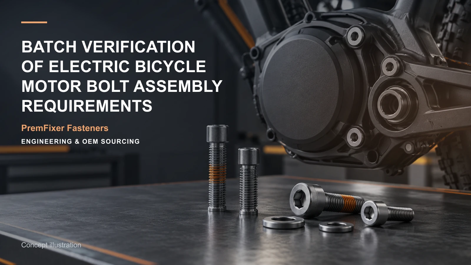 Concept illustration for Batch Verification of Electric Bicycle Motor Bolt Assembly Requirements.
