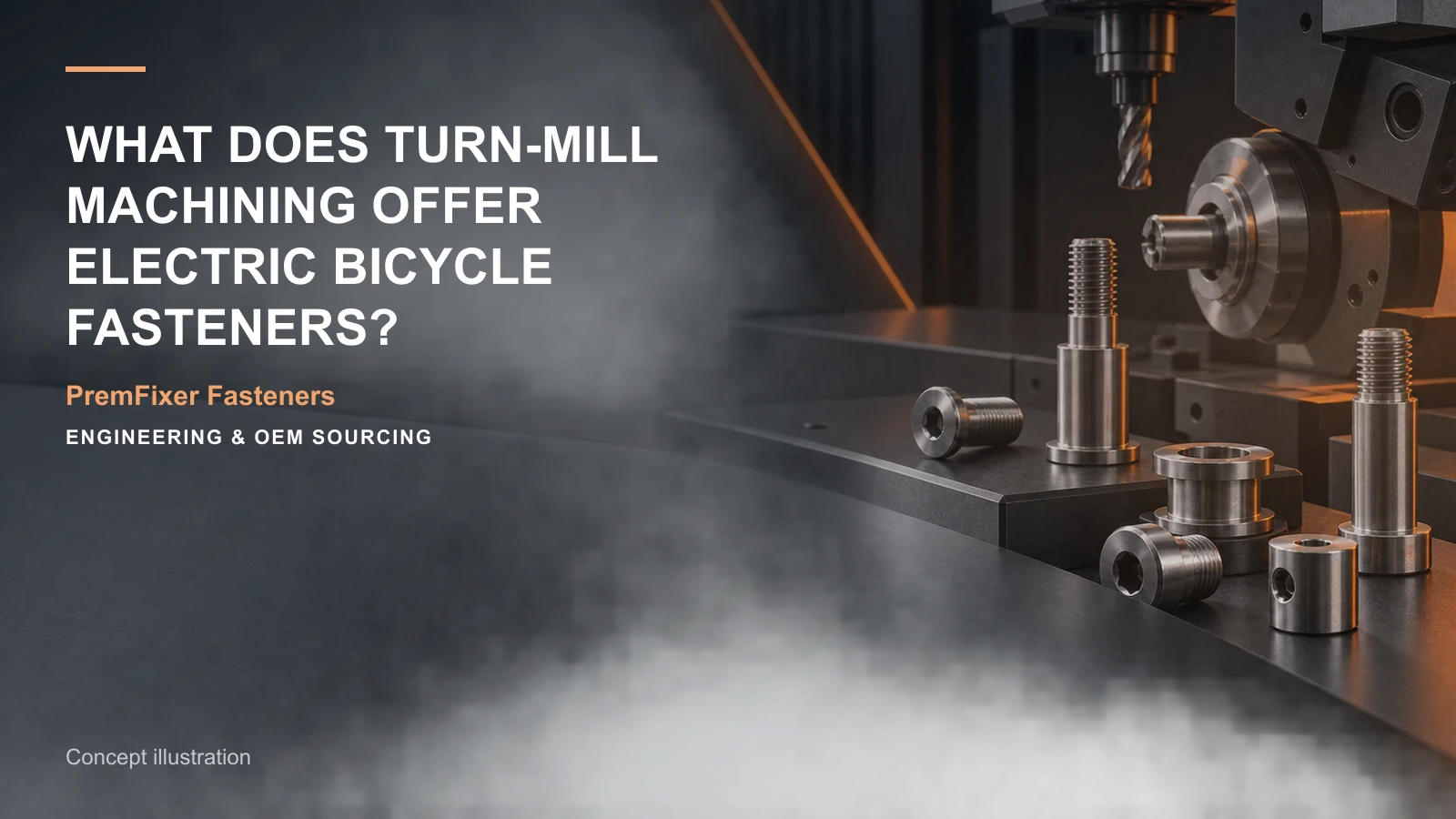 Concept illustration for What Does Turn-Mill Machining Offer Electric Bicycle Fasteners?.