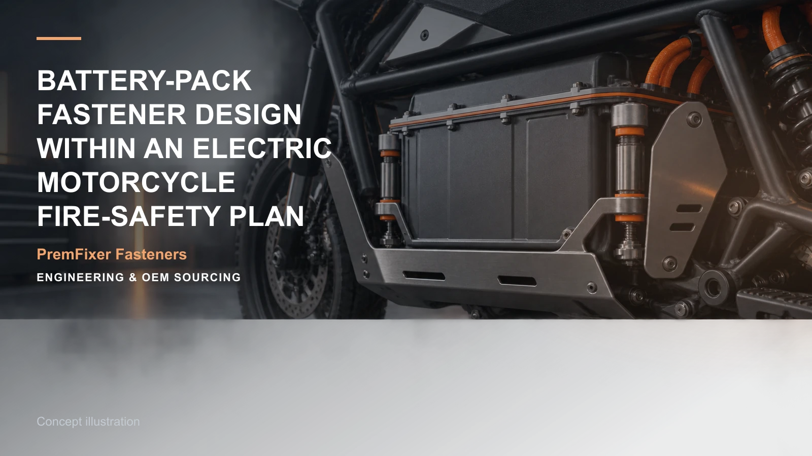 Concept illustration for Battery-Pack Fastener Design Within an Electric Motorcycle Fire-Safety Plan.