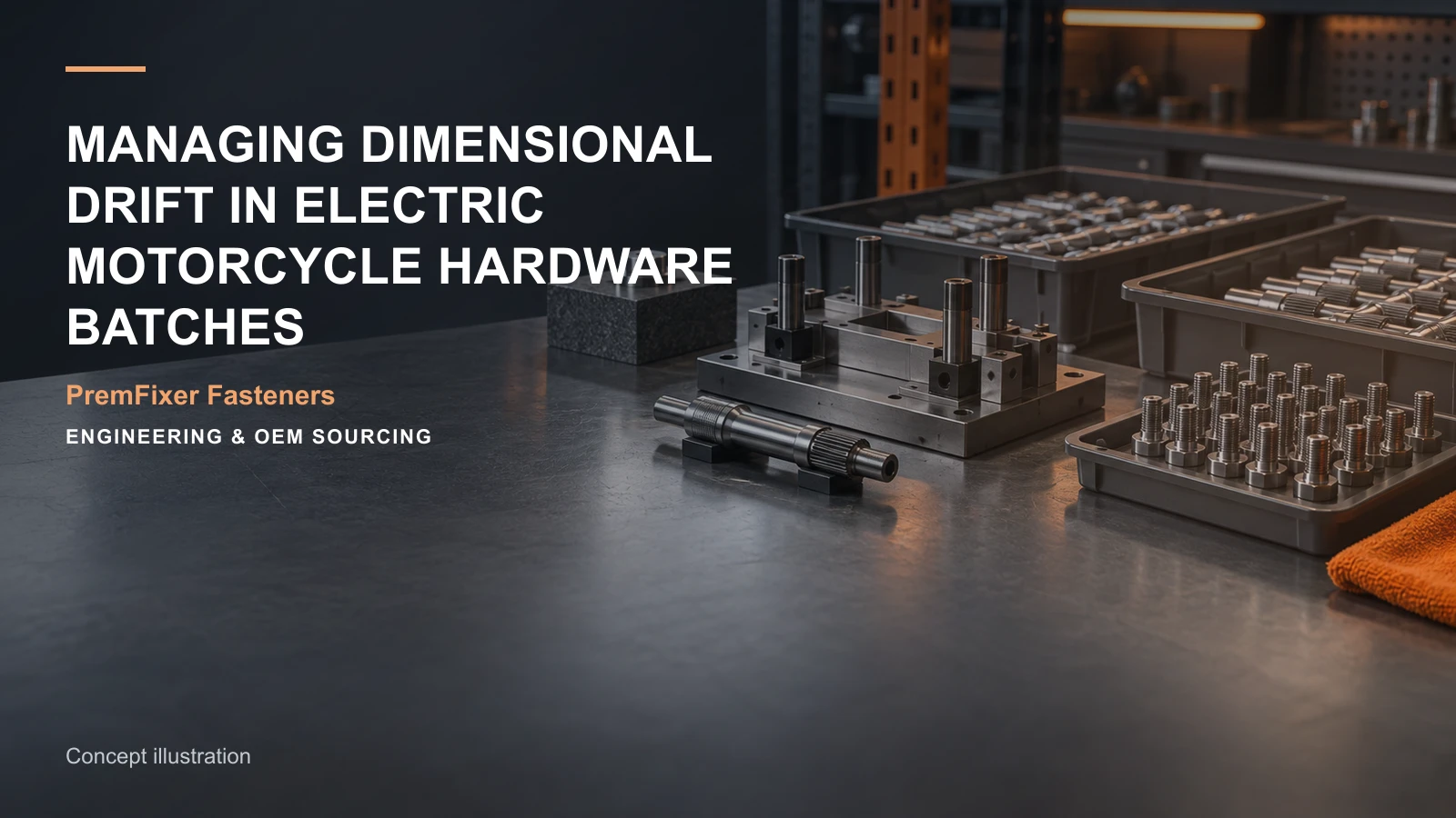 Concept illustration for Managing Dimensional Drift in Electric Motorcycle Hardware Batches.