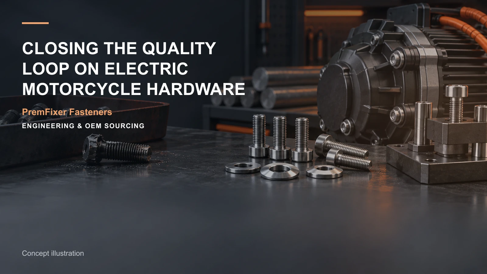 Concept illustration for Closing the Quality Loop on Electric Motorcycle Hardware.