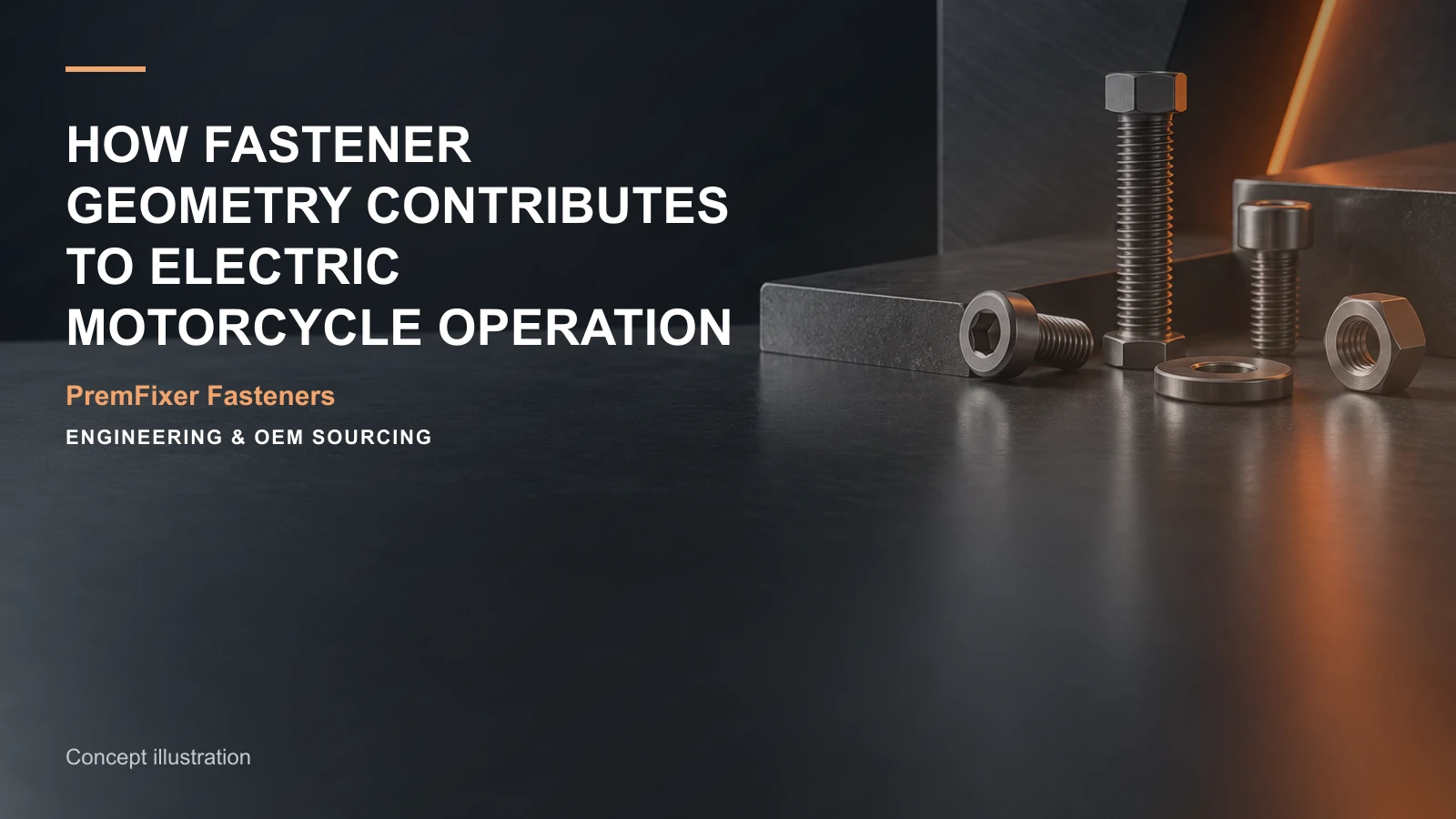 Concept illustration for How Fastener Geometry Contributes to Electric Motorcycle Operation.