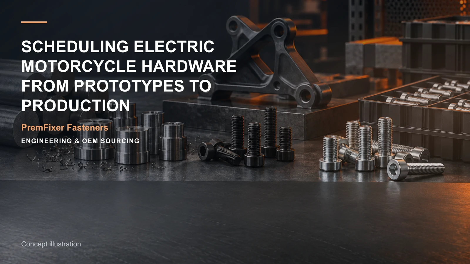 Concept illustration for Scheduling Electric Motorcycle Hardware from Prototypes to Production.