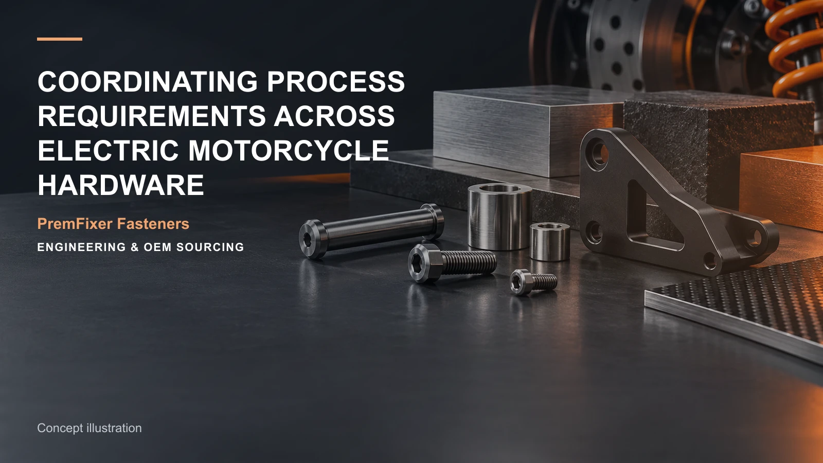 Concept illustration for Coordinating Process Requirements Across Electric Motorcycle Hardware.