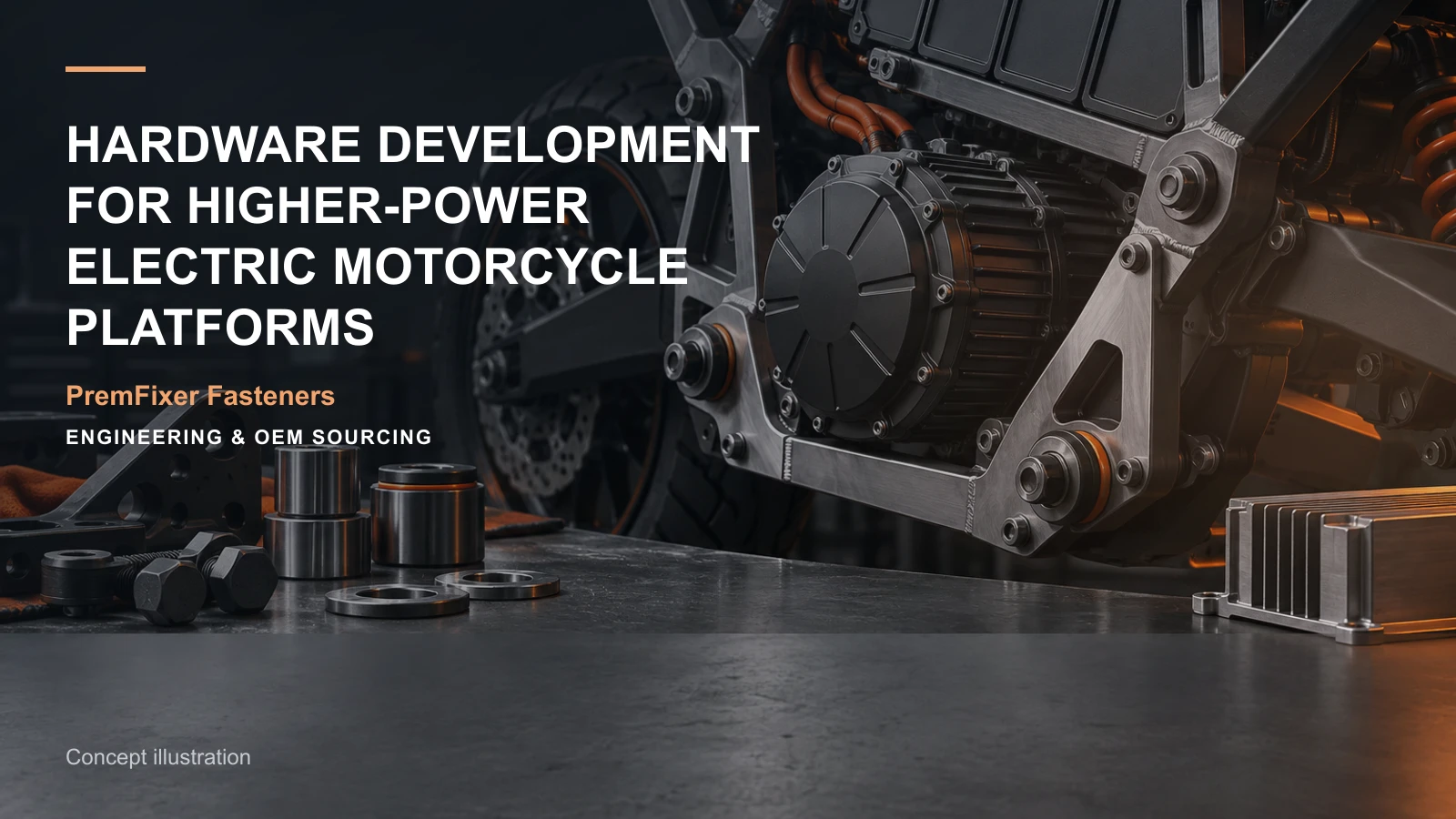 Concept illustration for Hardware Development for Higher-Power Electric Motorcycle Platforms.