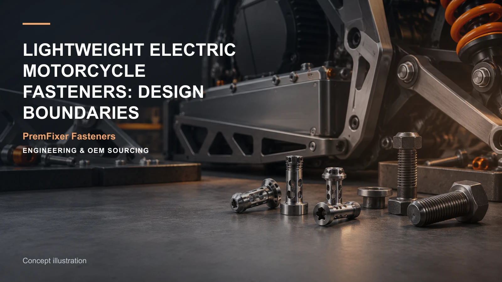 Concept illustration for Lightweight Electric Motorcycle Fasteners: Design Boundaries.