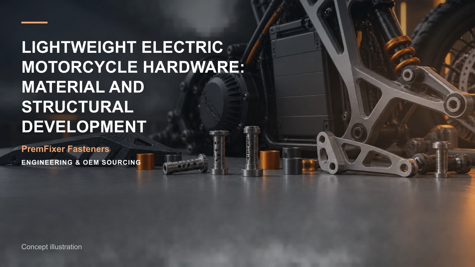 Concept illustration for Lightweight Electric Motorcycle Hardware: Material and Structural Development.