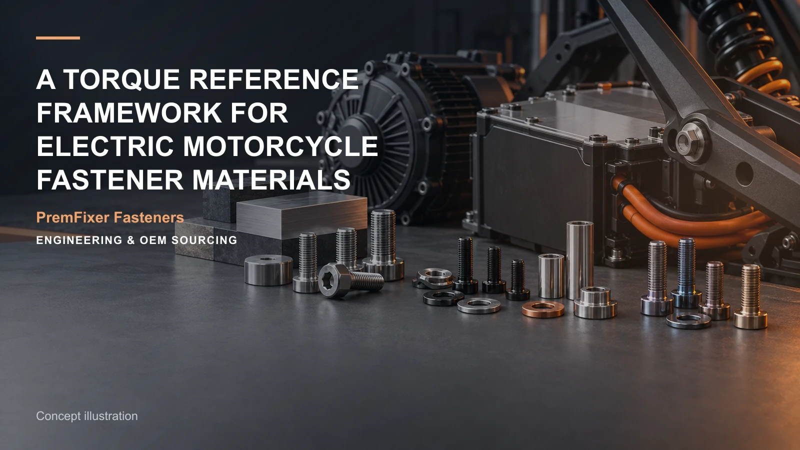 Concept illustration for A Torque Reference Framework for Electric Motorcycle Fastener Materials.