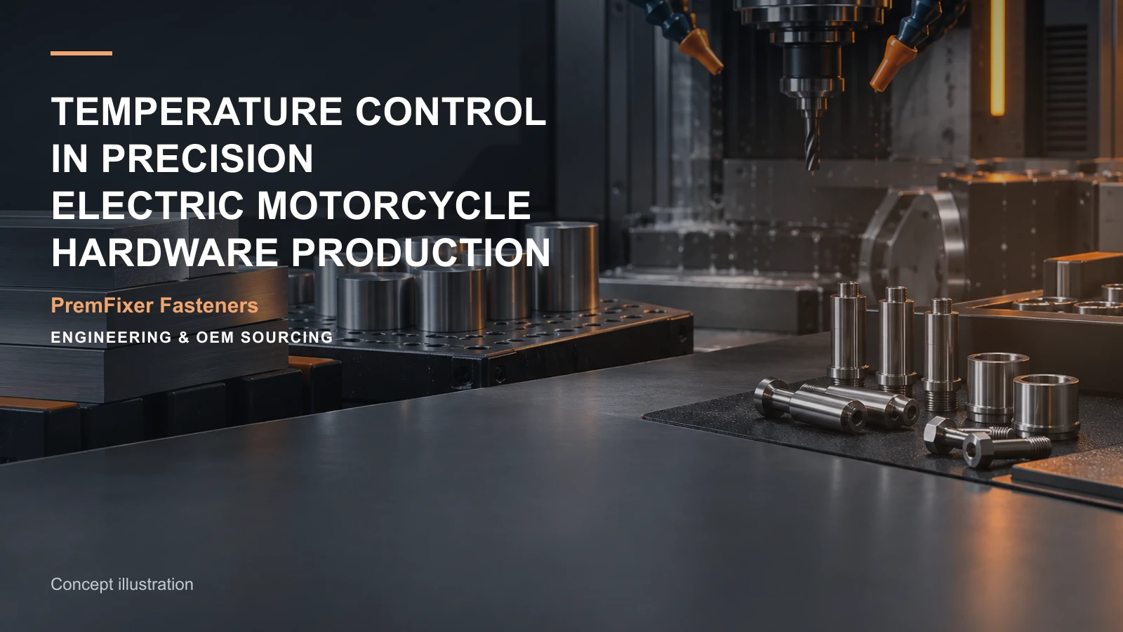 Concept illustration for Temperature Control in Precision Electric Motorcycle Hardware Production.