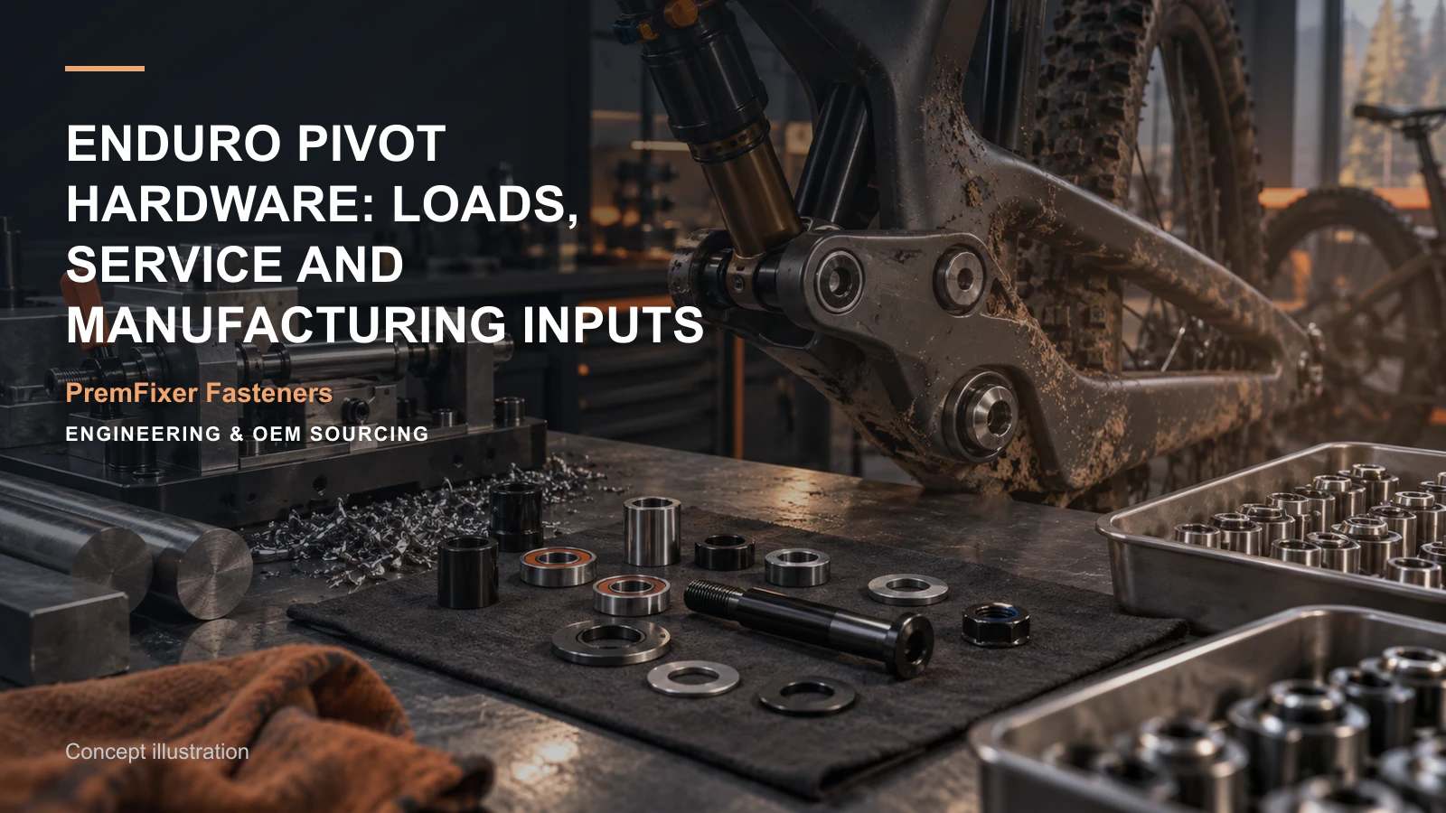 Concept illustration for Enduro Pivot Hardware: Loads, Service and Manufacturing Inputs.