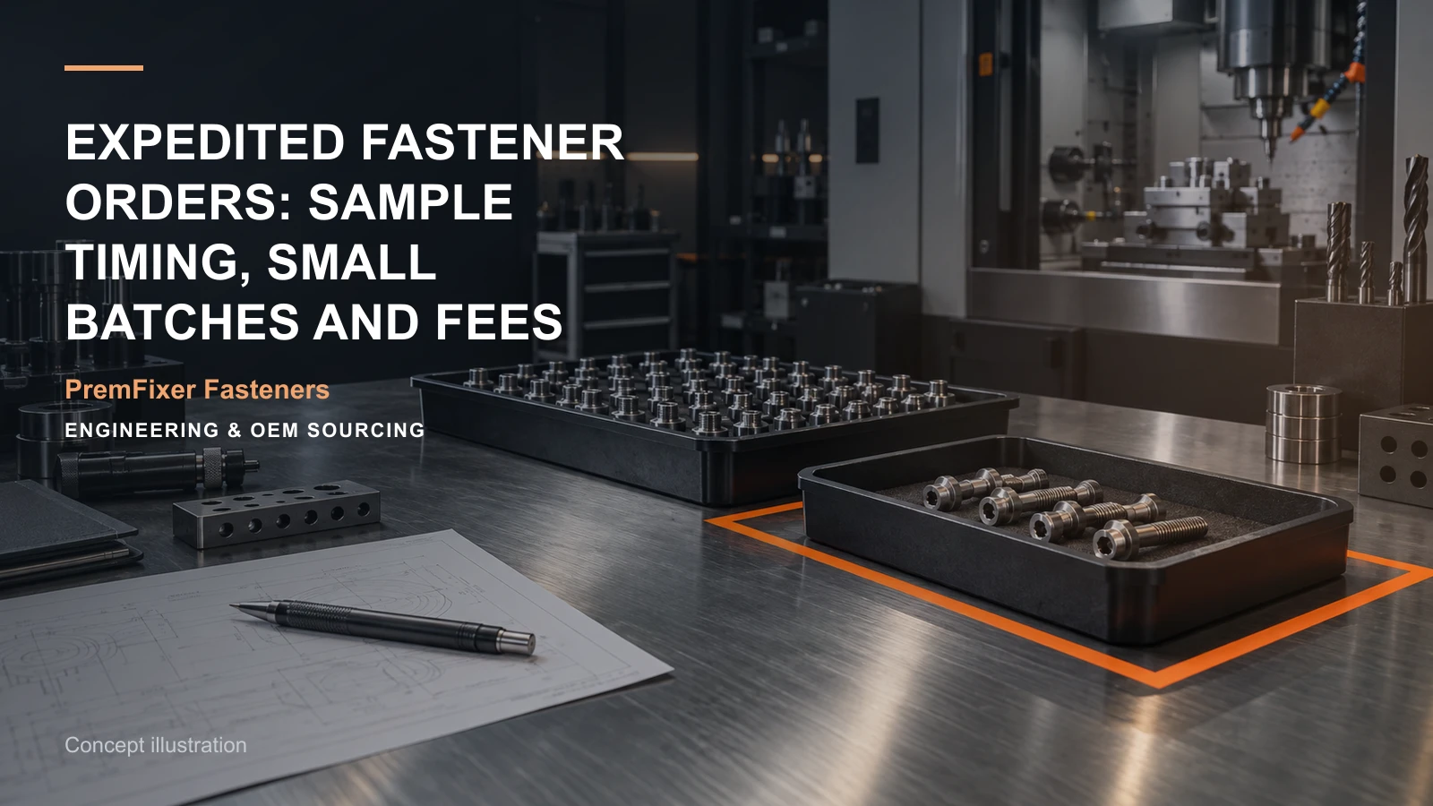 Conceptual engineering workspace introducing expedited fastener work for bicycle and electric-mobility OEM teams.
