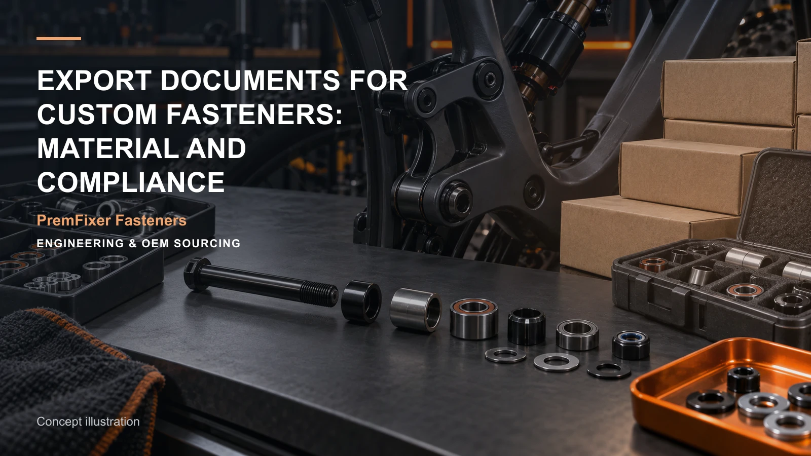 Concept illustration for Export Documents for Custom Fasteners: Material and Compliance.