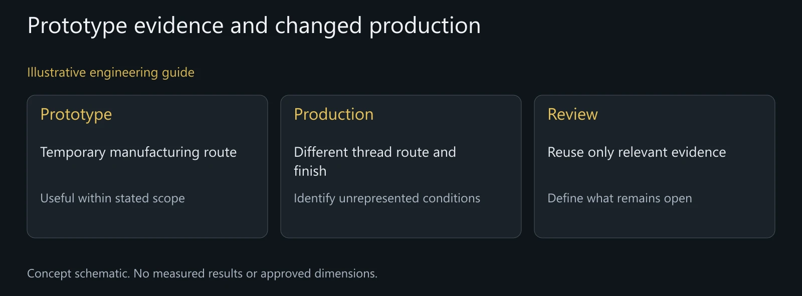 Illustrative route-change scenario without measured values or an actual customer approval.