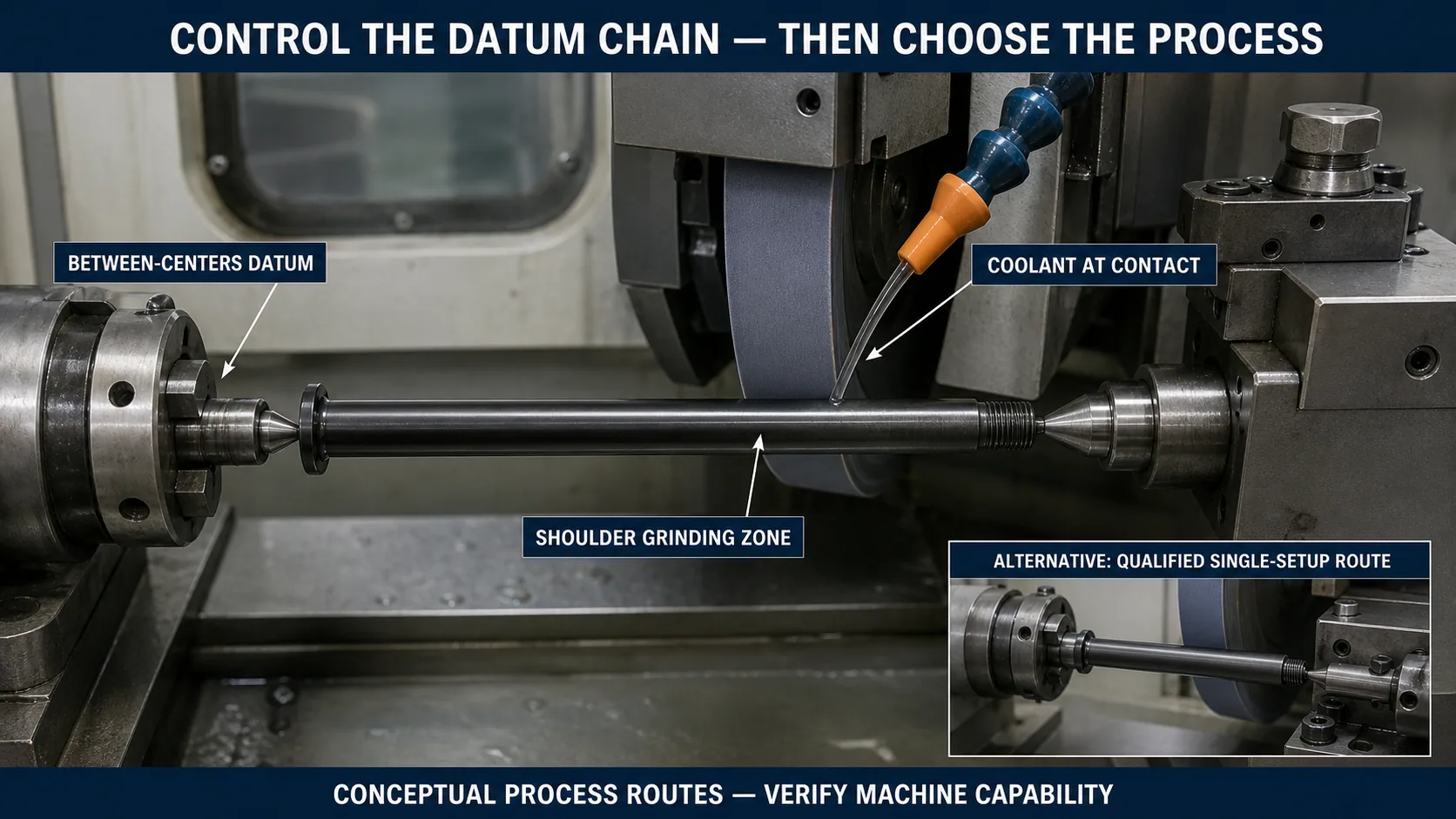 Datum-controlled cylindrical grinding and qualified alternative route