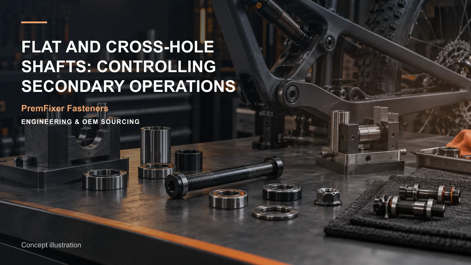 Concept illustration for Flat and Cross-Hole Shafts: Controlling Secondary Operations.