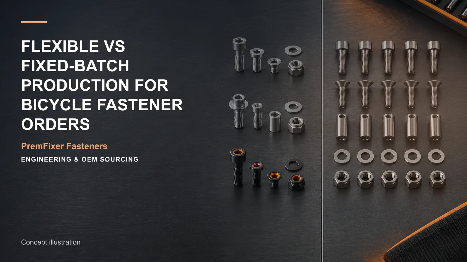 Conceptual engineering workspace introducing flexible fastener production for bicycle and electric-mobility OEM teams.