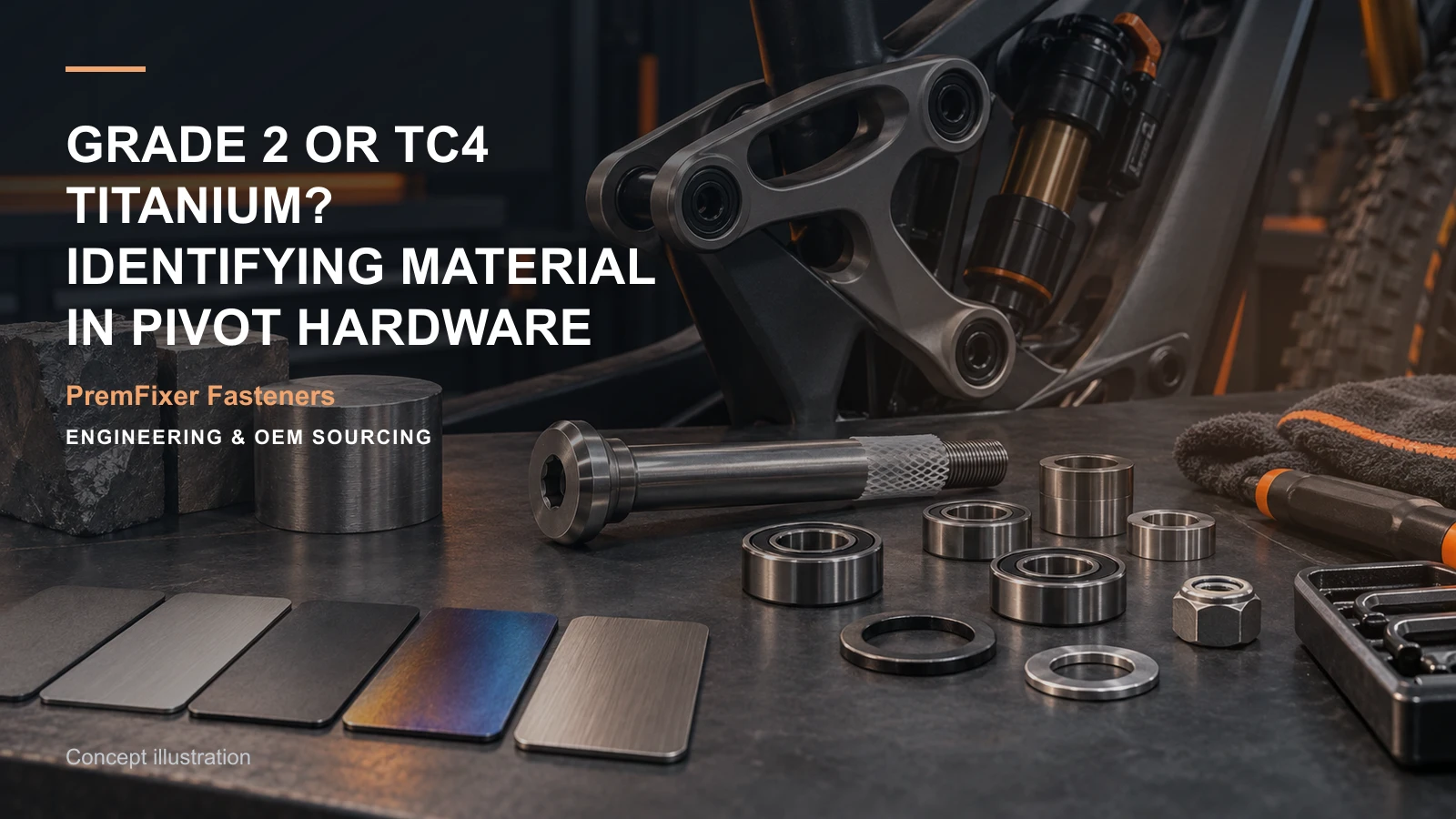 Concept illustration for Grade 2 or TC4 Titanium? Identifying Material in Pivot Hardware.