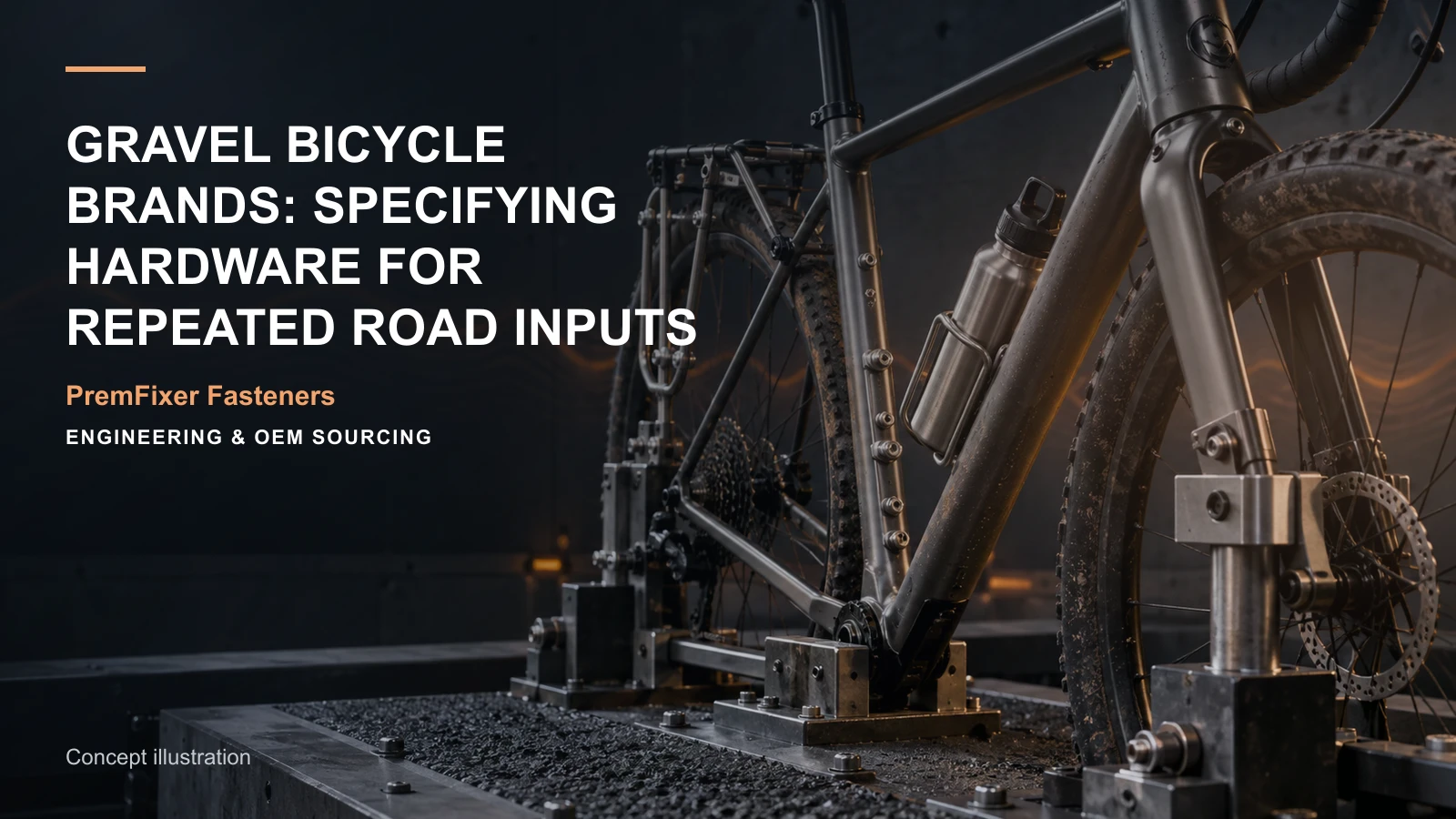 Conceptual engineering workspace introducing gravel-bicycle fastening joints for bicycle and electric-mobility OEM teams.