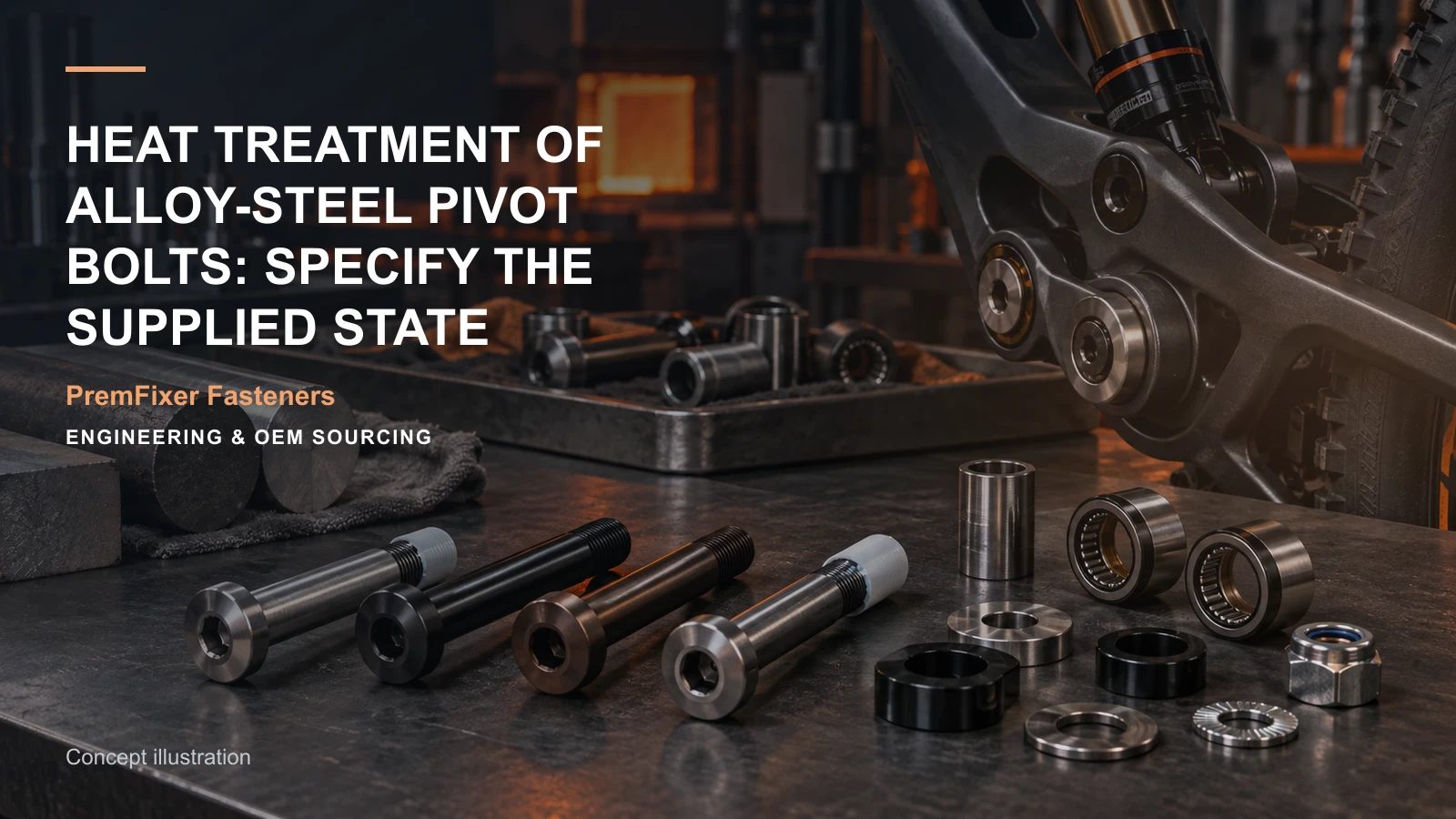 Concept illustration for Heat Treatment of Alloy-Steel Pivot Bolts: Specify the Supplied State.