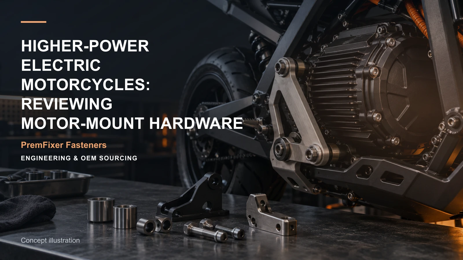 Conceptual engineering workspace introducing higher-power motor-mount hardware for bicycle and electric-mobility OEM teams.