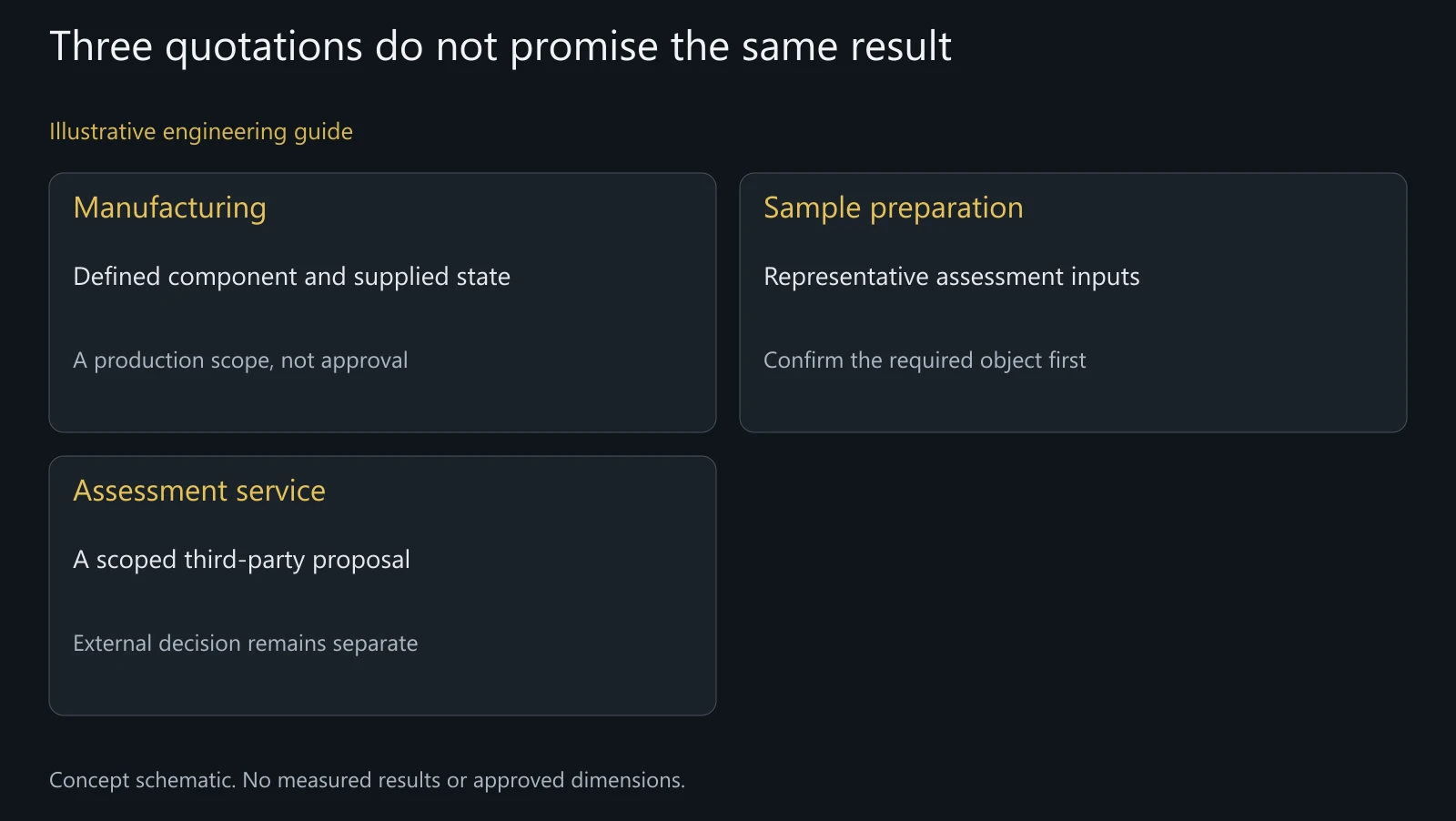 Illustrative cost-responsibility map without actual pricing, accepted samples or INMETRO certification.