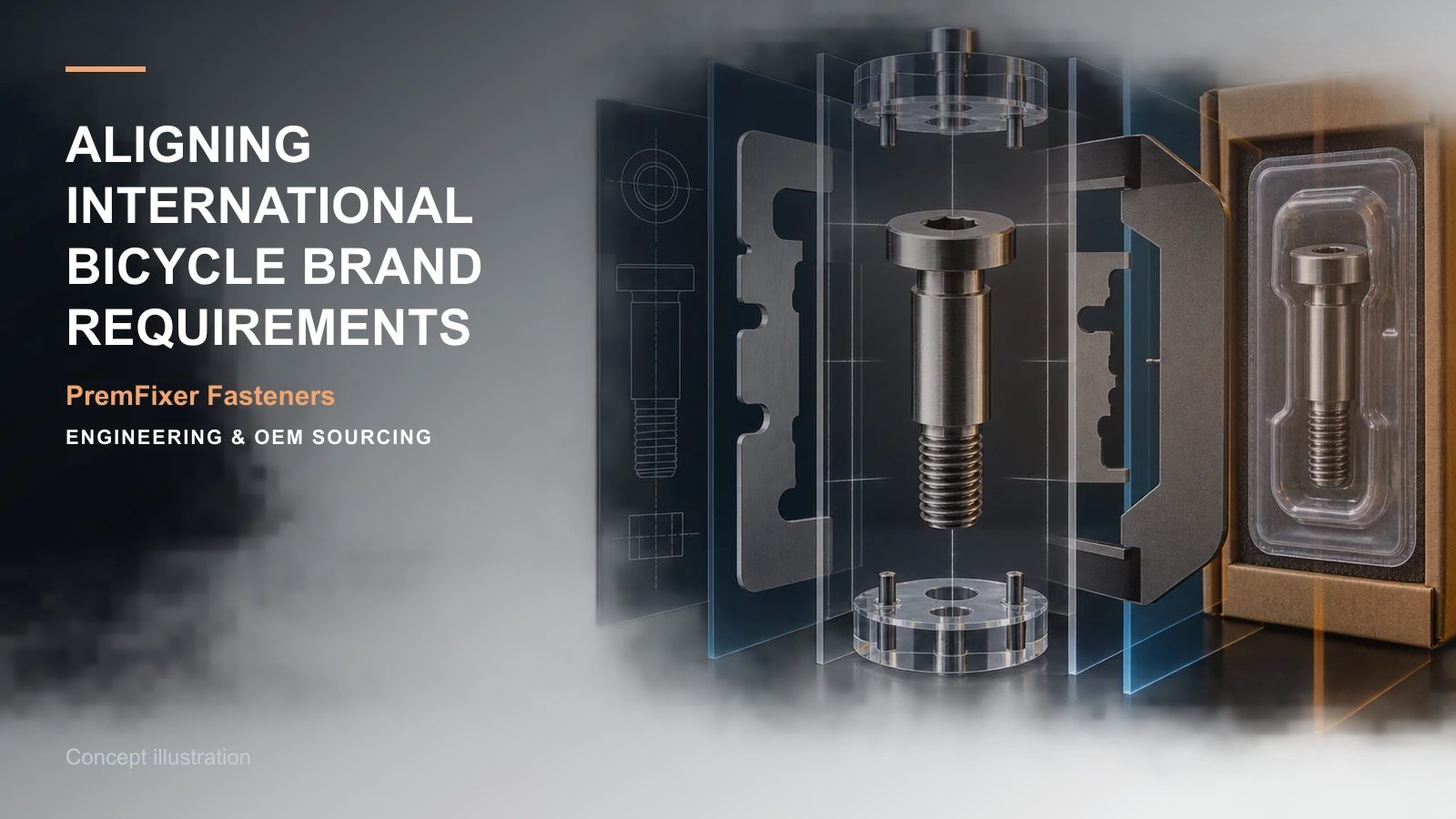 Conceptual requirements-alignment matrix connecting customer specifications, bicycle hardware drawings, inspection and delivery.