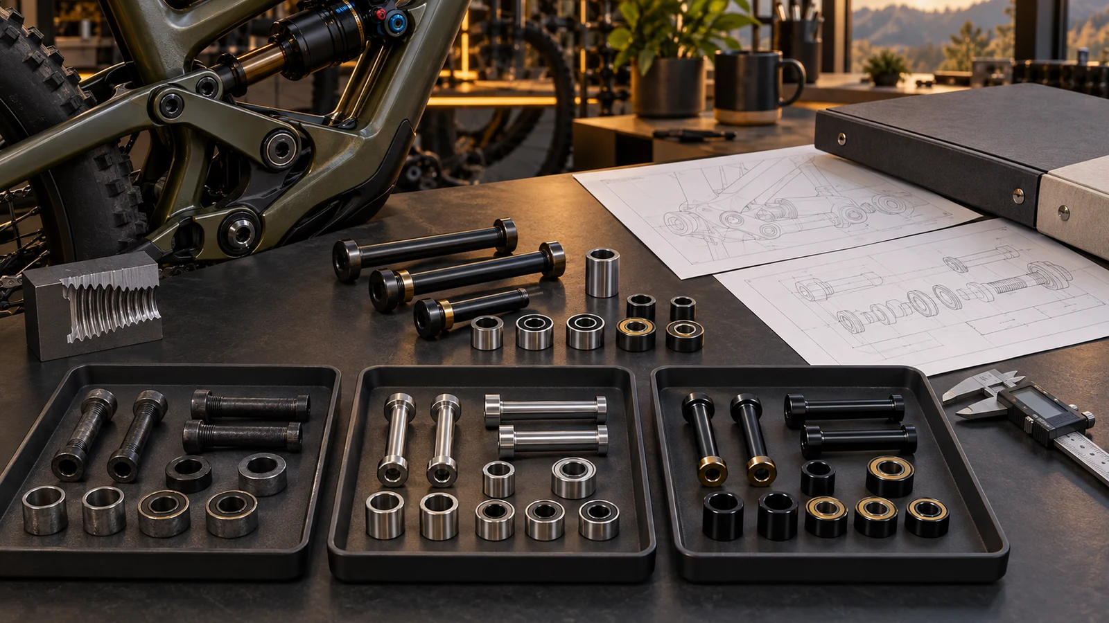 Concept engineering review of separated pivot hardware trays and neutral document folders for an edition transition, not compliance evidence or rejected inventory.