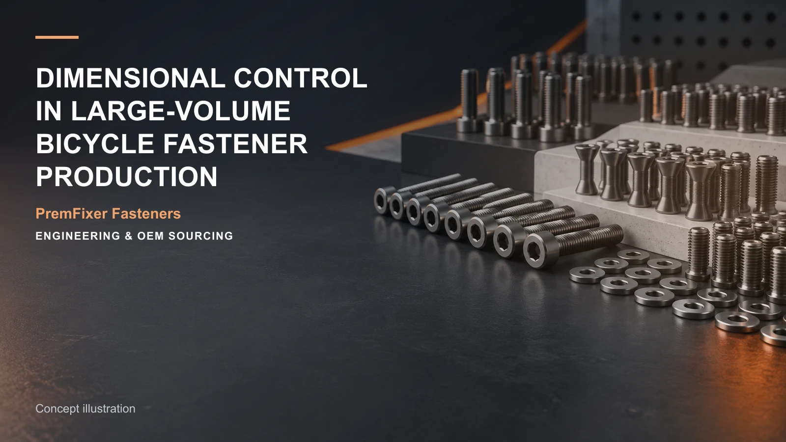 Concept illustration for Dimensional Control in Large-Volume Bicycle Fastener Production.