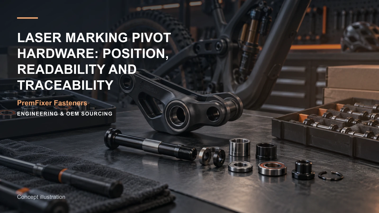 Concept illustration for Laser Marking Pivot Hardware: Position, Readability and Traceability.