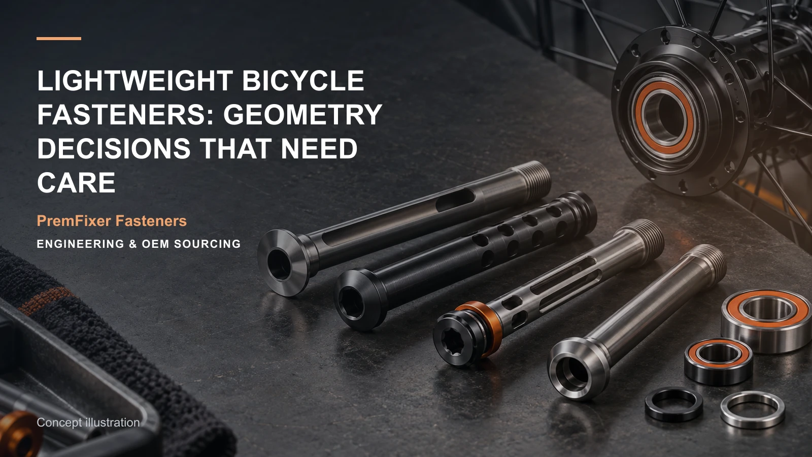 Concept illustration connecting hollow section concept, bearing support and threaded region in a bicycle hardware project.