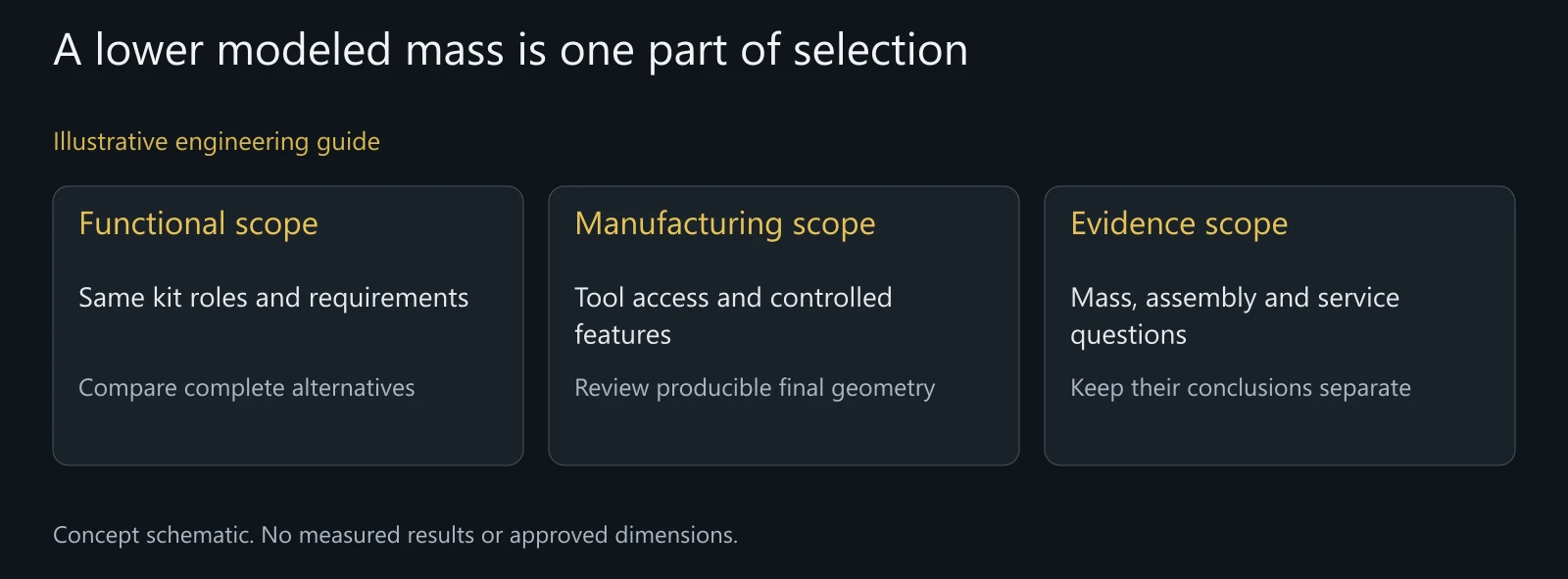 Illustrative hollow-axle option review, not a customer case, tested component or optimization result.