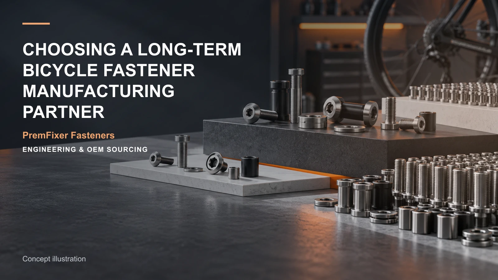 Concept illustration for Choosing a Long-Term Bicycle Fastener Manufacturing Partner.