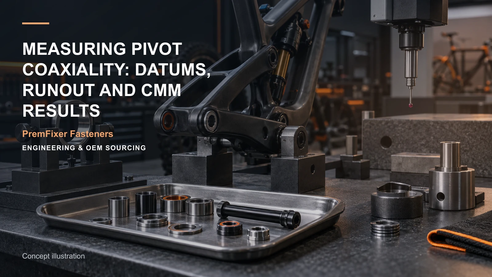 Concept illustration for Measuring Pivot Coaxiality: Datums, Runout and CMM Results.