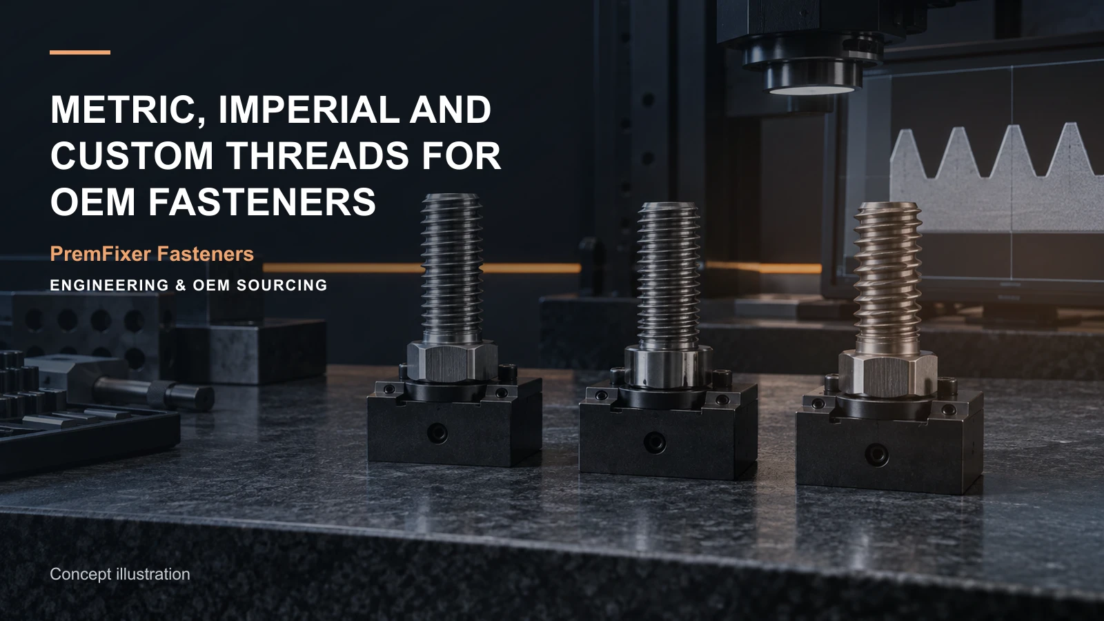 Conceptual engineering workspace introducing custom thread requirements for bicycle and electric-mobility OEM teams.