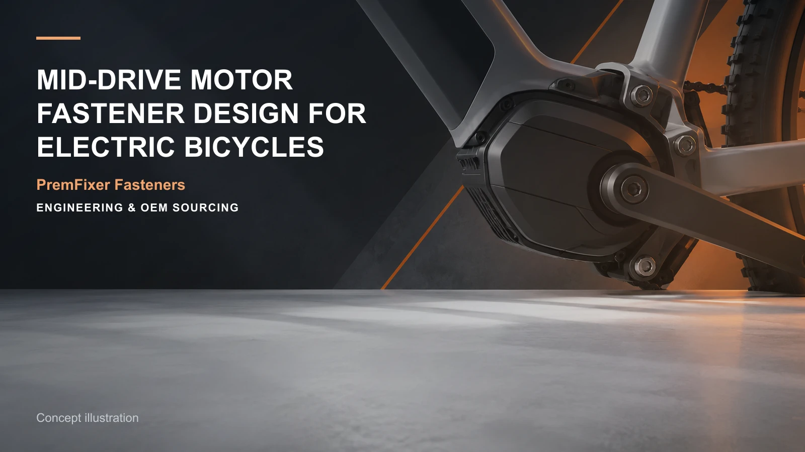 Concept illustration for Mid-Drive Motor Fastener Design for Electric Bicycles.