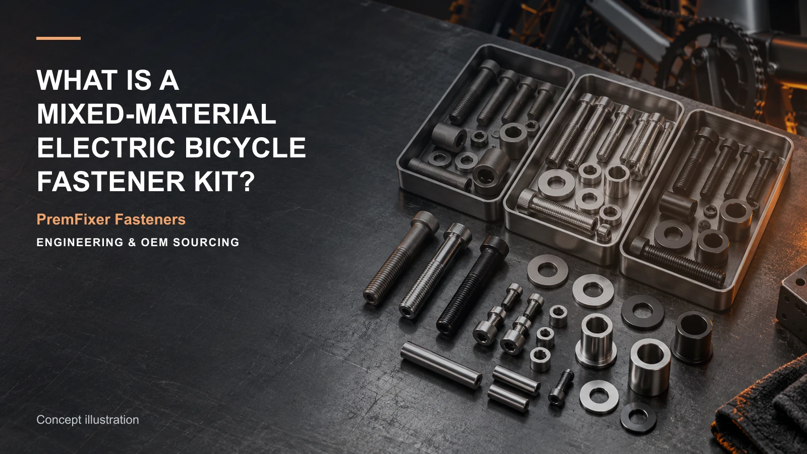 Concept illustration for What Is a Mixed-Material Electric Bicycle Fastener Kit?.