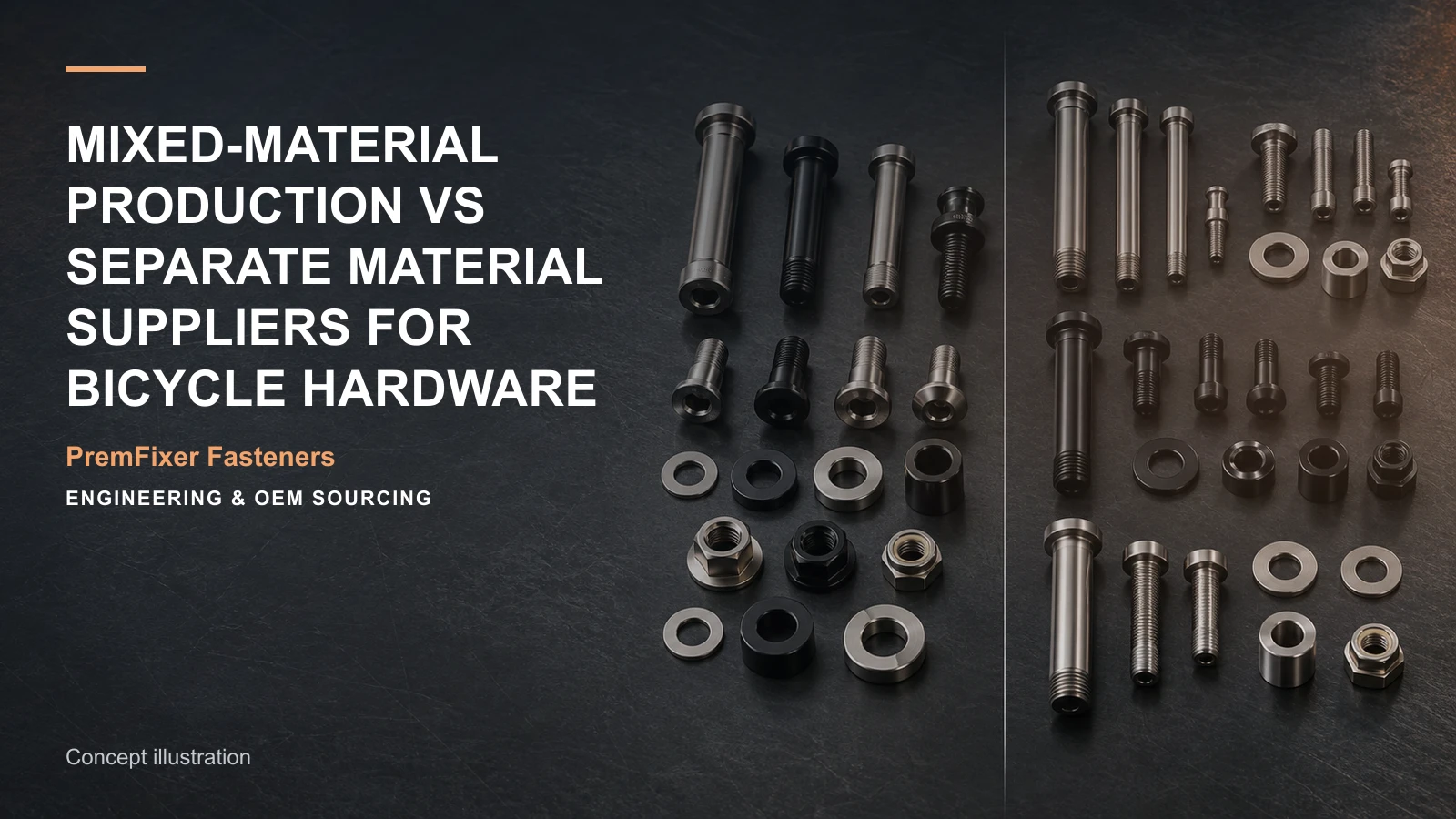 Conceptual engineering workspace introducing mixed-material hardware kits for bicycle and electric-mobility OEM teams.