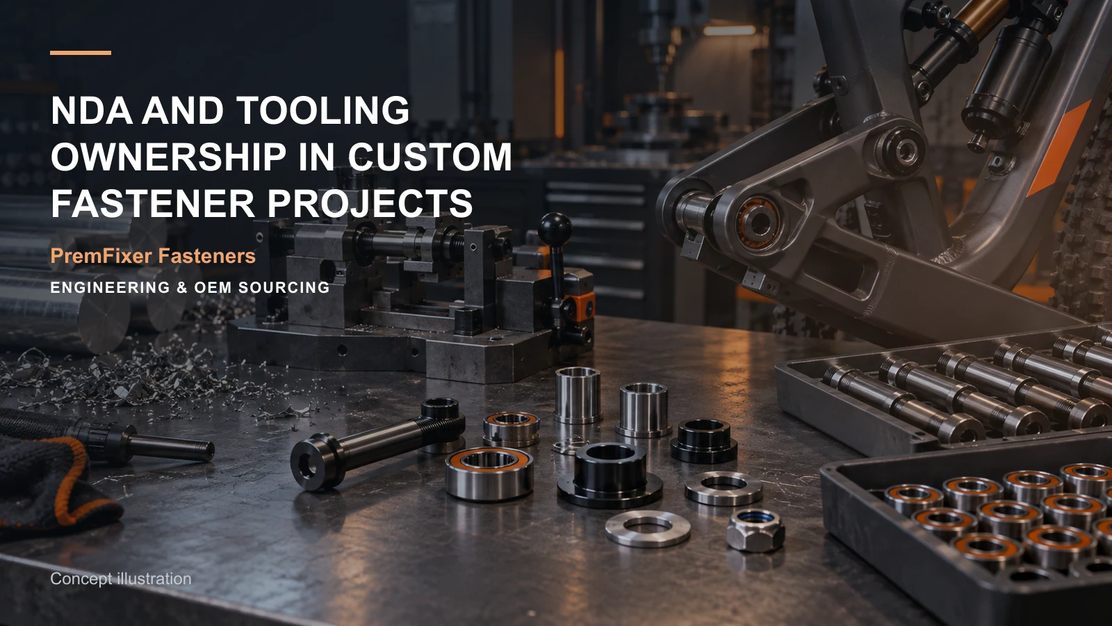 Concept illustration for NDA and Tooling Ownership in Custom Fastener Projects.